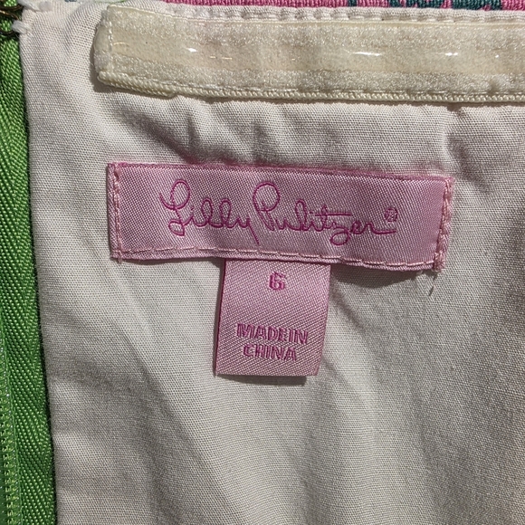 Lilly Pulitzer Lottie Green Pink Bloomin Cacoonin Butterfly Floral Dress 6 EUC - Picture 4 of 15